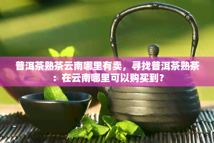 普洱茶熟茶云南哪里有卖，寻找普洱茶熟茶：在云南哪里可以购买到？