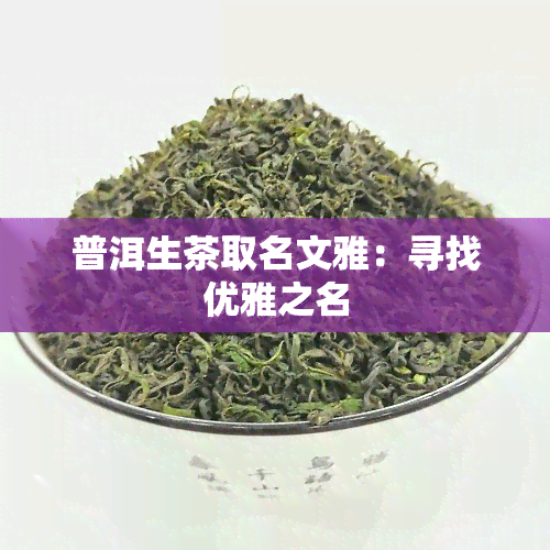 普洱生茶取名文雅：寻找优雅之名