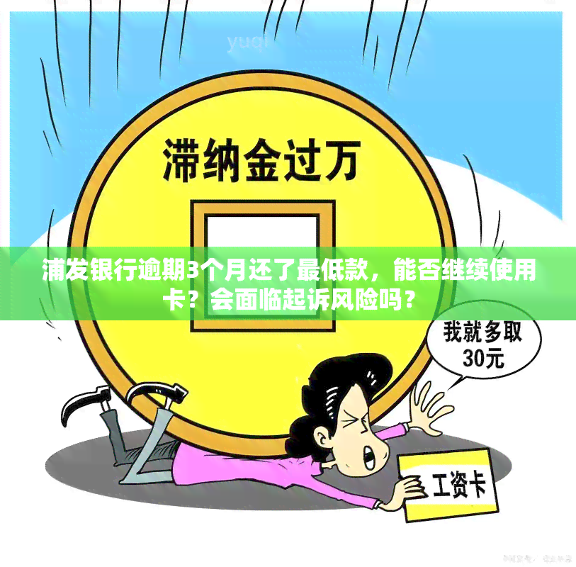 浦发银行逾期3个月还了更低款，能否继续使用卡？会面临起诉风险吗？