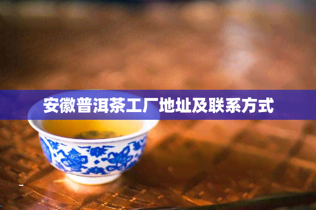 安徽普洱茶工厂地址及联系方式