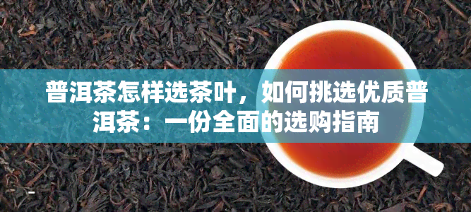 普洱茶怎样选茶叶，如何挑选优质普洱茶：一份全面的选购指南