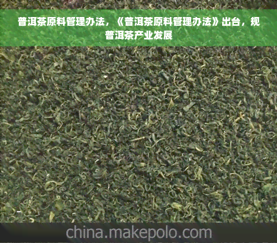 普洱茶原料管理办法，《普洱茶原料管理办法》出台，规普洱茶产业发展