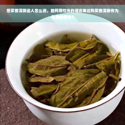 想买普洱茶送人怎么说，如何用恰当的语言表达购买普洱茶作为礼物的想法？