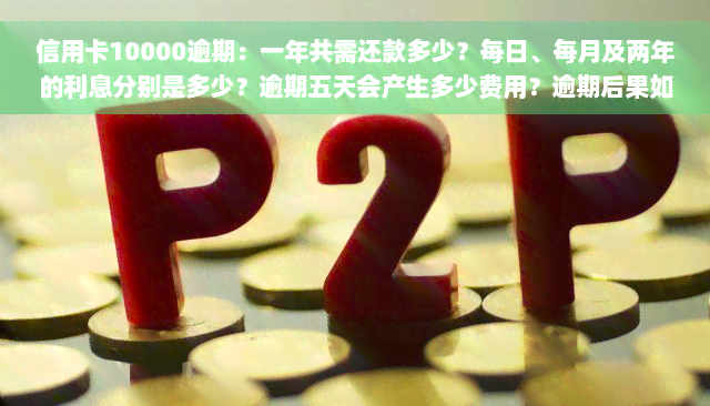 信用卡10000逾期：一年共需还款多少？每日、每月及两年的利息分别是多少？逾期五天会产生多少费用？逾期后果如何？