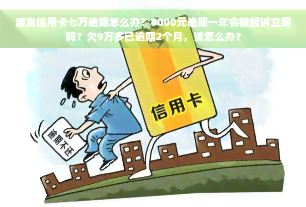 浦发信用卡七万逾期怎么办？8000元逾期一年会被起诉立案吗？欠9万多已逾期2个月，该怎么办？