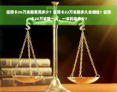 信用卡26万逾期费用多少？信用卡22万逾期多久会通缉？信用卡20万逾期一天、一年利息多少？