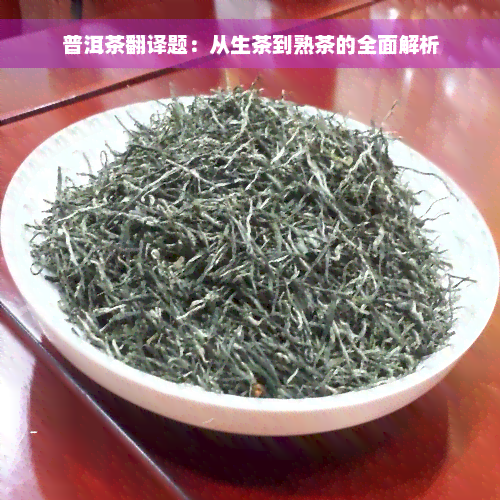 普洱茶翻译题：从生茶到熟茶的全面解析