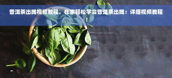 普洱茶出摊视频教程，在家轻松学会普洱茶出摊：详细视频教程！