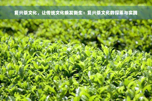 复兴茶文化，让传统文化焕发新生：复兴茶文化的探索与实践