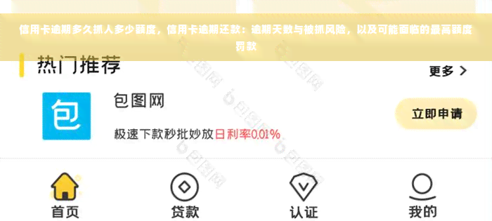 信用卡逾期多久抓人多少额度，信用卡逾期还款：逾期天数与被抓风险，以及可能面临的更高额度罚款