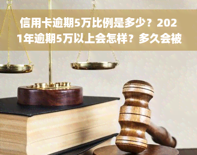 信用卡逾期5万比例是多少？2021年逾期5万以上会怎样？多久会被起诉？