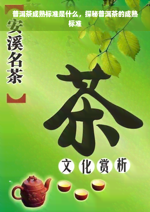 普洱茶成熟标准是什么，探秘普洱茶的成熟标准