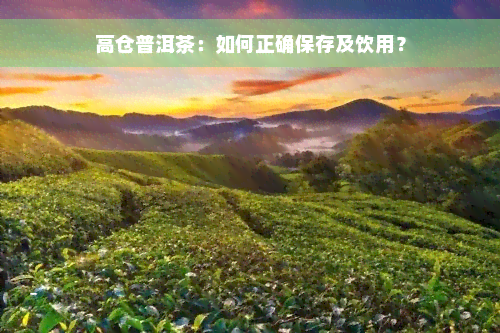 高仓普洱茶：如何正确保存及饮用？