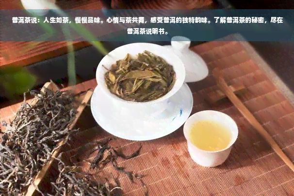 普洱茶说：人生如茶，慢慢品味。心情与茶共舞，感受普洱的独特韵味。了解普洱茶的秘密，尽在普洱茶说明书。