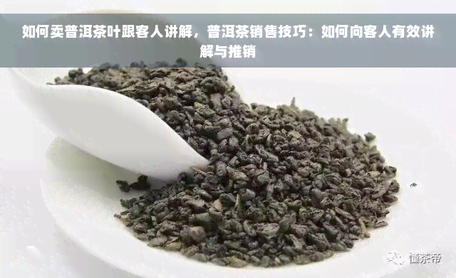 如何卖普洱茶叶跟客人讲解，普洱茶销售技巧：如何向客人有效讲解与推销