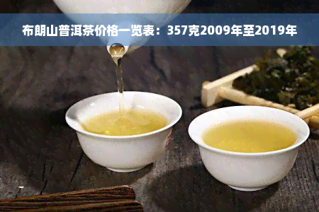 布朗山普洱茶价格一览表：357克2009年至2019年