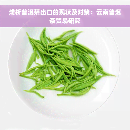 浅析普洱茶出口的现状及对策：云南普洱茶贸易研究