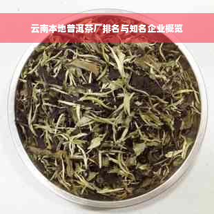 云南本地普洱茶厂排名与知名企业概览