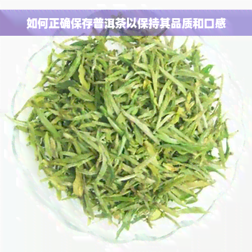 如何正确保存普洱茶以保持其品质和口感