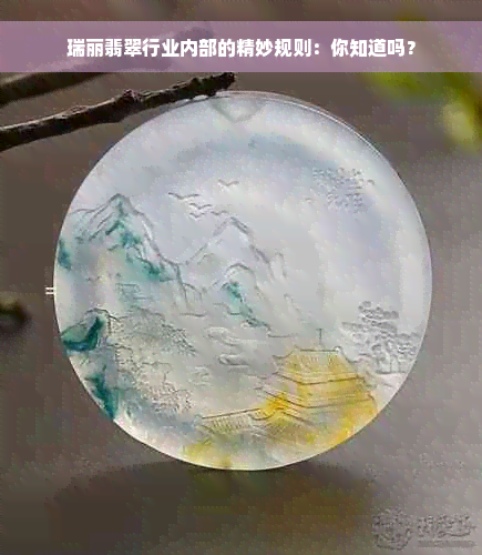 瑞丽翡翠行业内部的精妙规则：你知道吗？