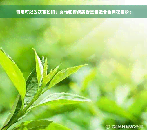 胃疼可以吃茯苓粉吗？女性和胃病患者是否适合食用茯苓粉？