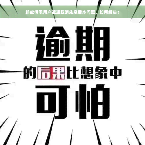 蚂蚁借呗用户遭遇取消先息后本问题，如何解决？