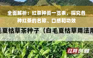 全面解析：红茶种类一览表，探究各种红茶的名称、口感和功效