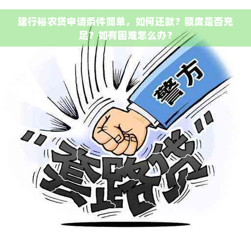 建行裕农贷申请条件简单，如何还款？额度是否充足？如有困难怎么办？