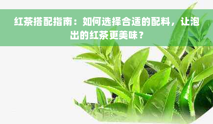 红茶搭配指南：如何选择合适的配料，让泡出的红茶更美味？