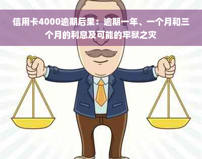 信用卡4000逾期后果：逾期一年、一个月和三个月的利息及可能的牢狱之灾