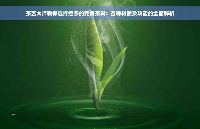 茶艺大师教你选择煮茶的完美茶具：各种材质及功能的全面解析