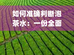 如何准确判断泡茶水：一份全面指南助你轻松掌握