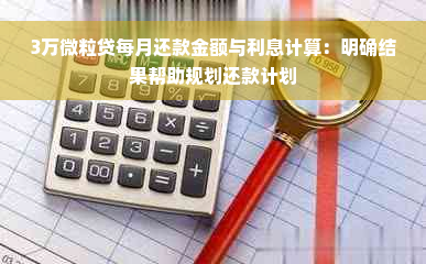 3万微粒贷每月还款金额与利息计算：明确结果帮助规划还款计划