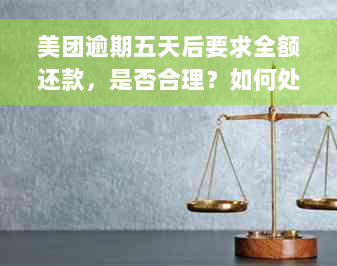 美团逾期五天后要求全额还款，是否合理？如何处理这种情况？