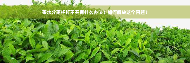 茶水分离杯打不开有什么办法？如何解决这个问题？