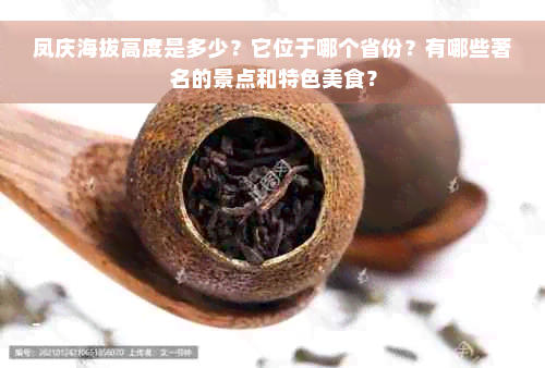 凤庆海拔高度是多少？它位于哪个省份？有哪些著名的景点和特色美食？