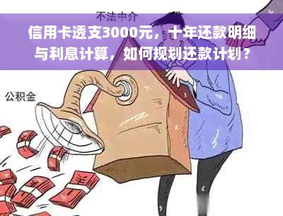 信用卡透支3000元，十年还款明细与利息计算，如何规划还款计划？