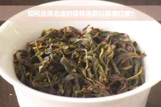 如何选择合适的保杯泡茶以获得口感？