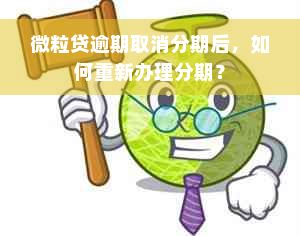 微粒贷逾期取消分期后，如何重新办理分期？