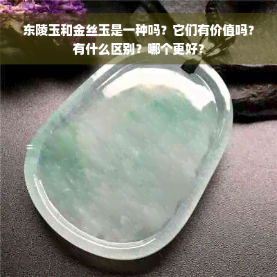 东陵玉和金丝玉是一种吗？它们有价值吗？有什么区别？哪个更好？