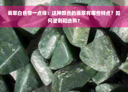 翡翠白色带一点绿：这种颜色的翡翠有哪些特点？如何鉴别和选购？