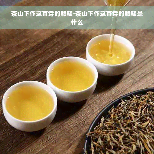 茶山下作这首诗的解释-茶山下作这首诗的解释是什么