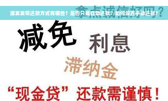 浦发发呗还款方式有哪些？是否只能自动还款？如何设置手动还款？