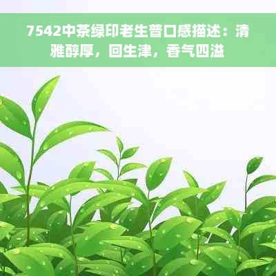 7542中茶绿印老生普口感描述：清雅醇厚，回生津，香气四溢