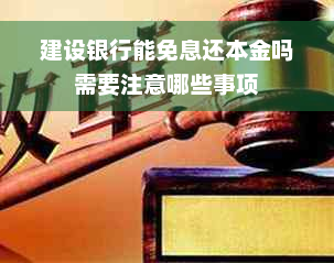 建设银行能免息还本金吗需要注意哪些事项